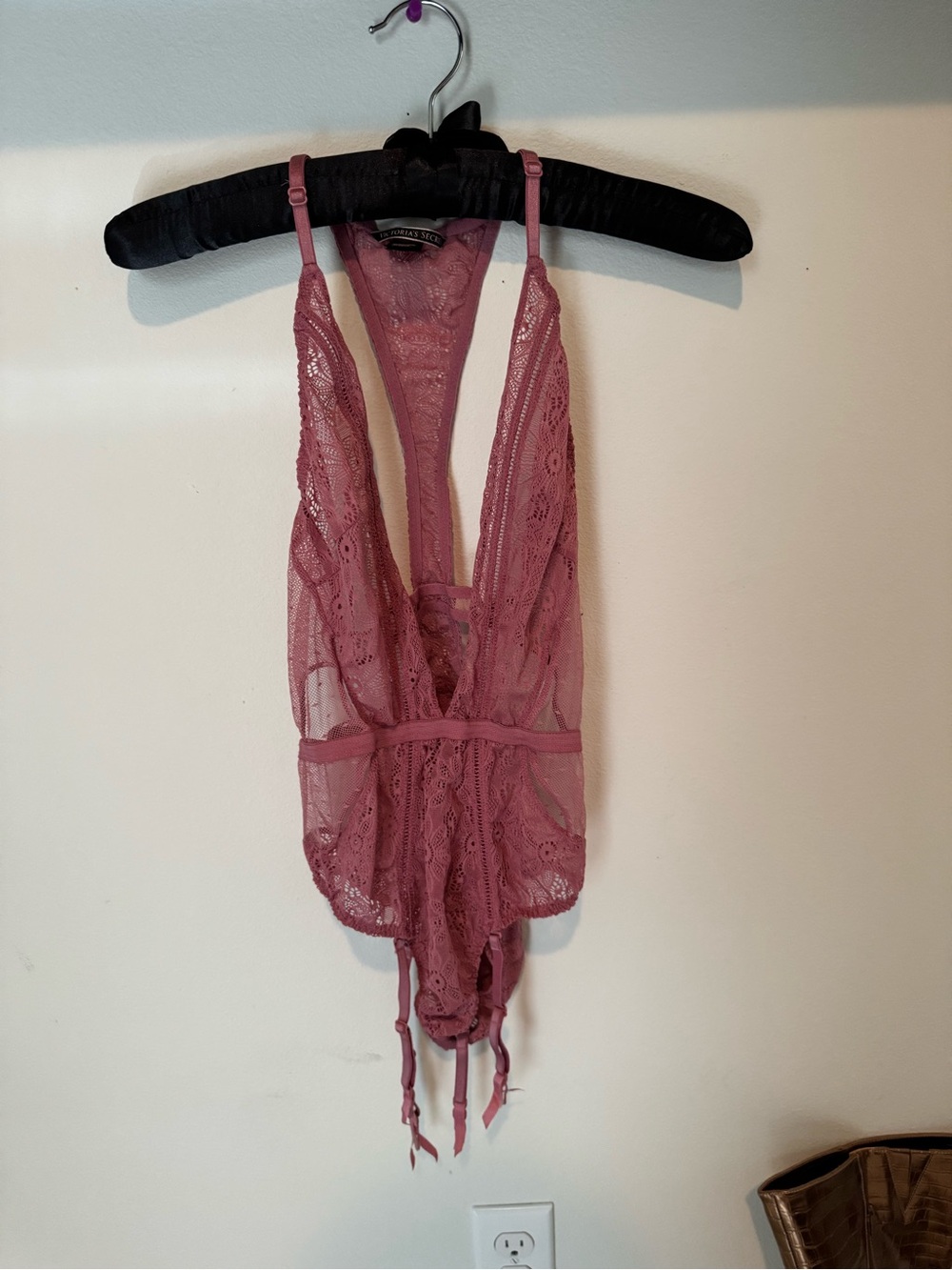 Victoria's Secret Rose Pink Lace Plunging One-Piece Swim - Picture 5 of 5